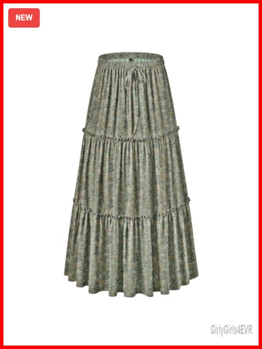 Women's High Waisted A Line Tiered Flowy Boho Floral Chiffon Maxi Skirt